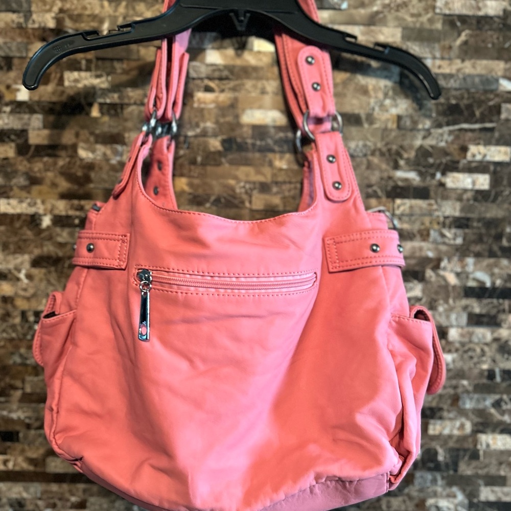 Pink Satchel Shoulder Faux Leather Bag - Picture 7 of 8